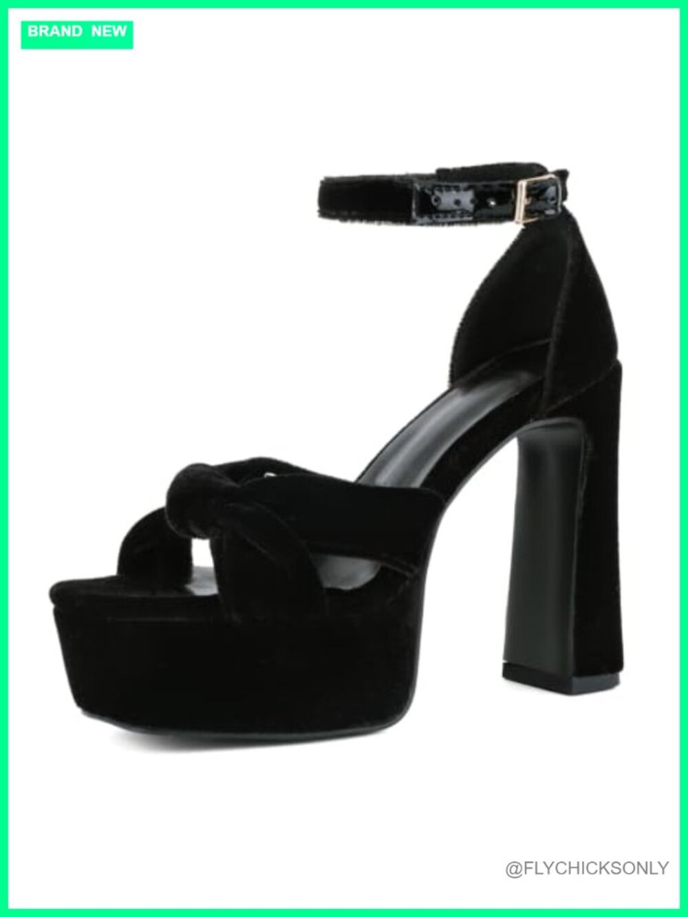 Women's Suede Platform Heeled Sandals Square Toe Ankle Strap Prom